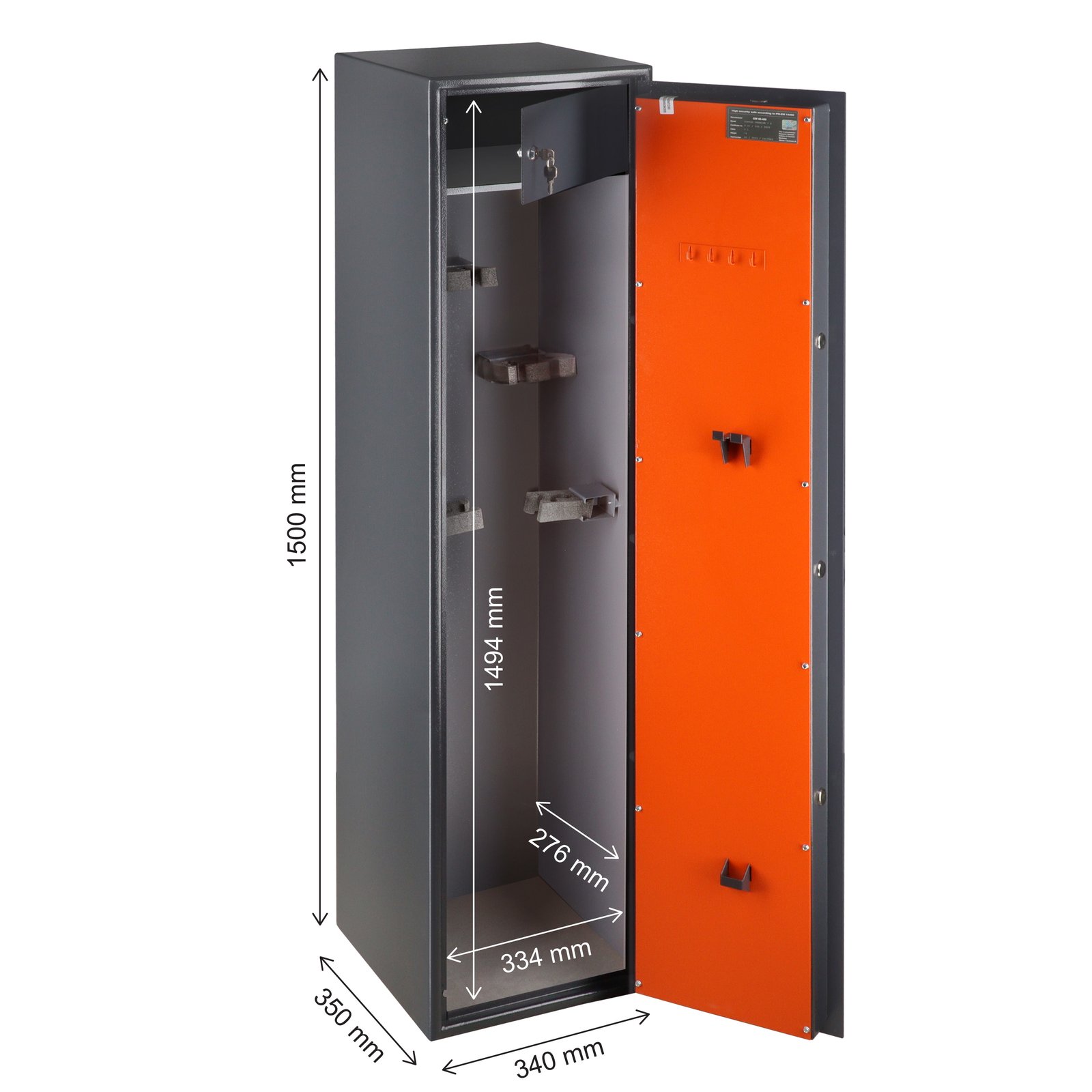 Brihard Hunter Premium 7 K sertifikuotas ginklų seifas (S1 klasė, 7 šautuvai, raktinė spyna) - Image 2