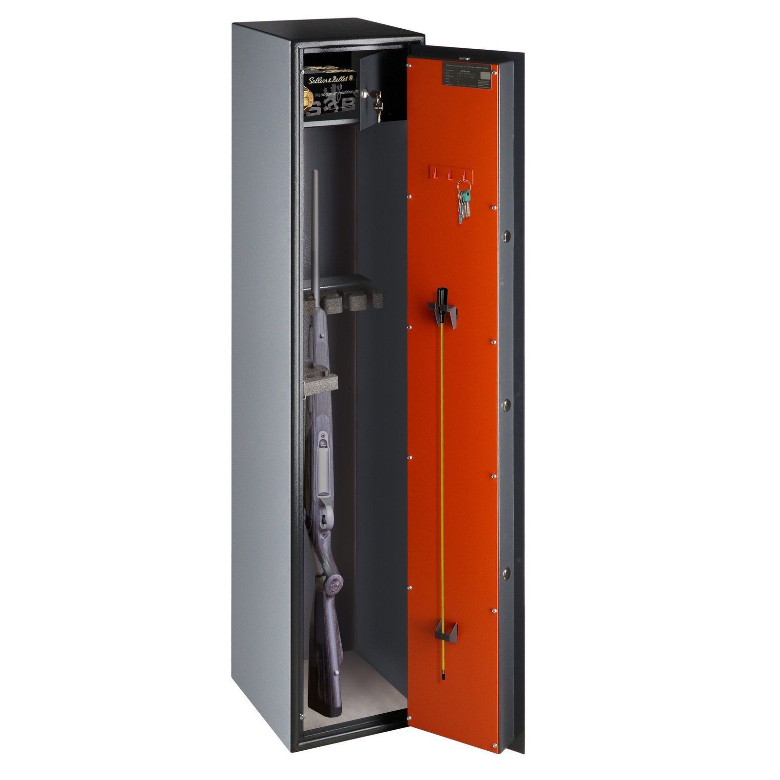 Brihard Hunter Premium 5 K sertifikuotas ginklų seifas (S1 klasė, 5 šautuvai, raktinė spyna) - Image 9